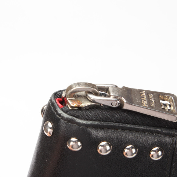 PRADA Studded Leather Zip Around Wallet - Picture 9 of 12